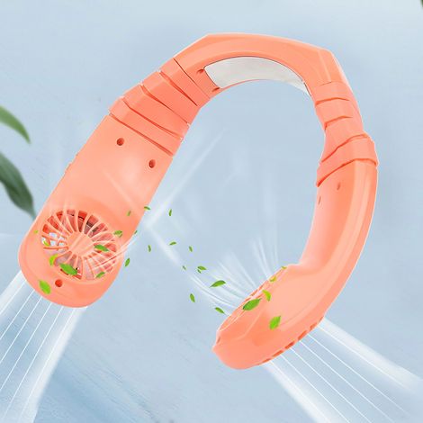 Ventilador de cuello portátil con enfriamiento instantáneo, mini enfriador de aire de aluminio, recargable por USB, diseño deportivo, rojo. (1/5)