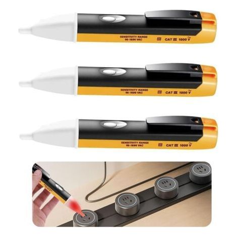 Ensemble de 3 détecteurs de tension sans contact, stylos de test électrique, sondes de puissance et détecteurs de rupture de fil (1/5)