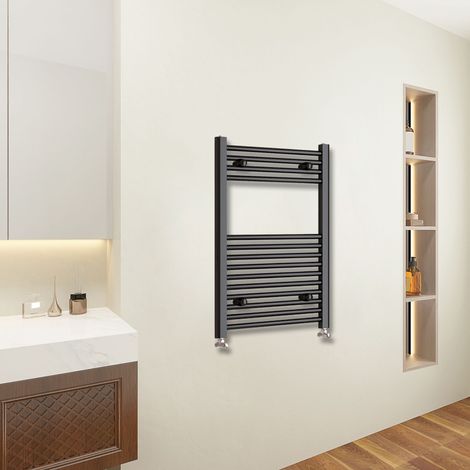 AICA 800x500mm Matt Black Straight Central Rail Radiator (1/5)