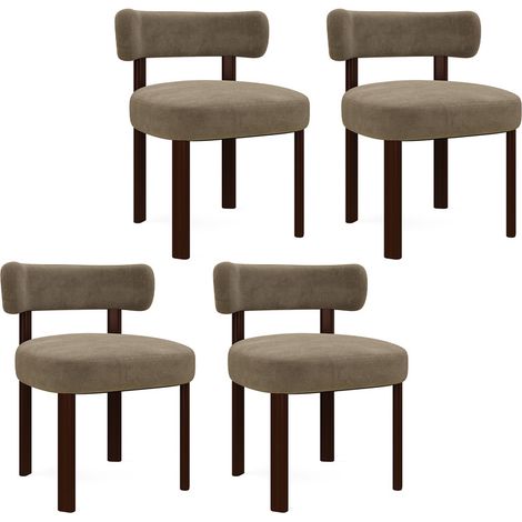 COLAMY Lot de 4 Chaises de Salle à Manger en Bois Massif, Design Épuré et Chaleureux, Dossier Arrondi Épousant la Courbe du Dos, Confort Optimal, Coloris Marron clair
