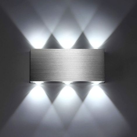 Applique Murale LED 6W Intérieur Lampe Murale Moderne Carré Up Down en Aluminium Eclairage Décoration Lumière pour Chambre a Coucher Bureau Lit Couloir Salon Htel Bar Blanc Froid [Classe énergétique A
