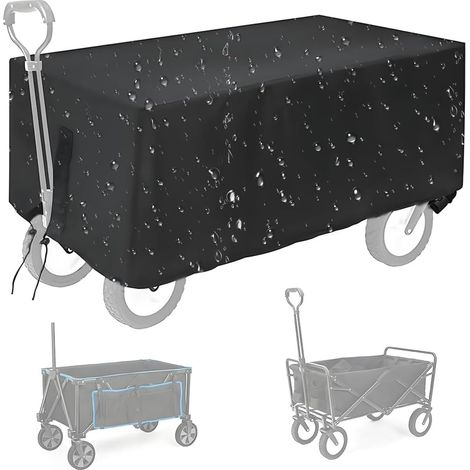 Housse de Chariot à Main Pliable, Housse pour Chariot de Jardin, Houssedeprotection Pourchariot Imperméable, Anti-UV, Anti-poussière, Tissu Oxford 210D Fermeture à Cordon (97 x 61 x 56 cm) (1/5)
