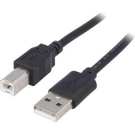 Cable- USB 2.0- USB A prise.USB B prise- nickele- 1.8m- noir