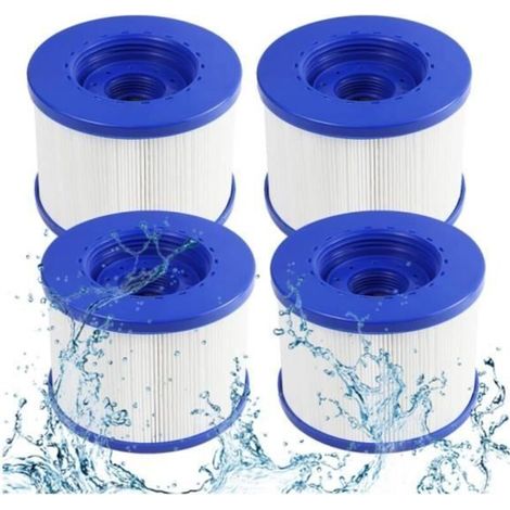 Filtre à visser pour spa, GTHBA Lot de 4 cartouches filtrantes à visser pour spa gonflable, diamètre 60 mm, cartouches de rechange c