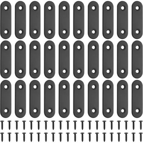 Plaques de fixation métalliques - PZCC - 30 pièces - Acier inoxydable - Résistance à la rouille - Finition noire lisse (1/4)