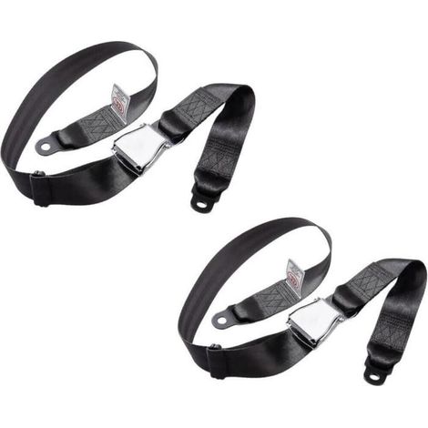 Lot de 2 Ceintures de Sécurité 2 Points Universelles - Boucle d'Aviation Ajustable pour Avion, Bus et Camping-Car - Noir (1/5)