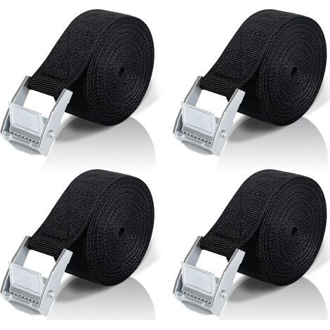 Sangle d'arrimage de 5 m, 4 sangles à cliquet avec boucle en alliage de zinc pour sécuriser les porte-vélos, les bagages et la traction.