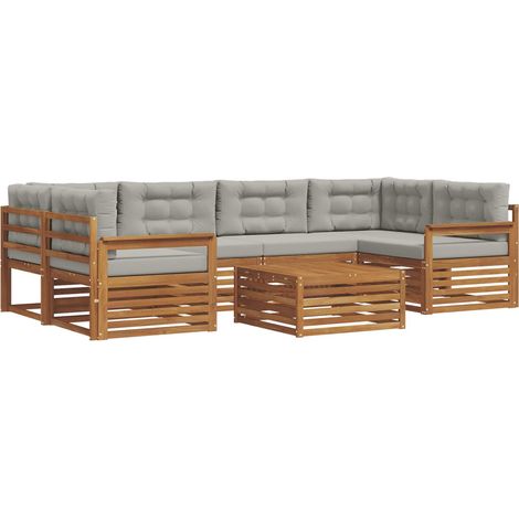 Outdoor Sofa Set with Cushion 7 pcs Natural and Light Grey vidaXL (1/5)