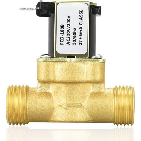 Vanne Électromagnétique Électrique Électrovanne Magnétique en Laiton Électrovanne 220v Normalement Fermé Électrovanne Electrique 1/2" AC 220V N/C℉ pour Contrôle de l'eau, 6.4 6.2cm
