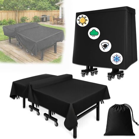 Housse Table de Ping Pong Extérieur 9 × 5 FT en Oxford 600D, Noire Bâche Table de Ping Pong Extérieur pour tables standard à plat ou pliées, avec sangles de fixation et sac de rangement (1/5)