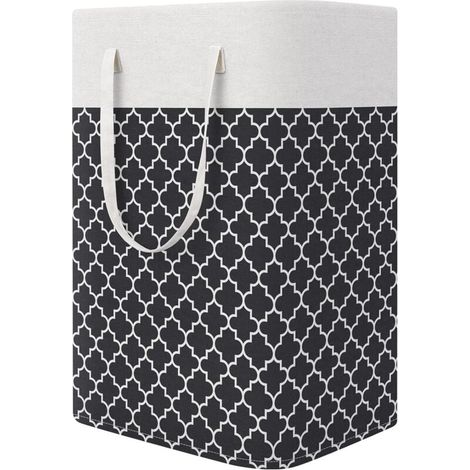 Panier à linge pliable et étanche avec longue poignée, bac à linge durable, panier de rangement pour jouets de chambre à coucher, salle de bain, dortoir, 75 L, gris (1/4)