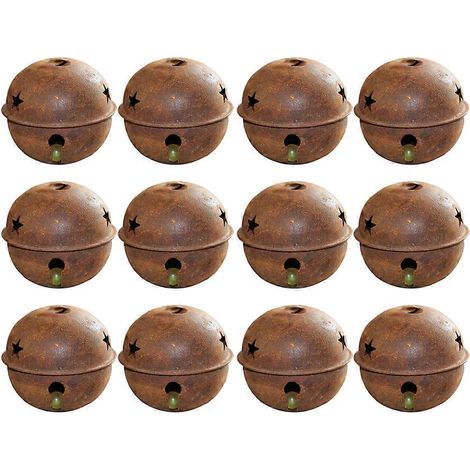 Lot de 24 cloches de Noël en fer, cloches décoratives vintage en forme d'étoile à cinq branches-3cm-Coffee