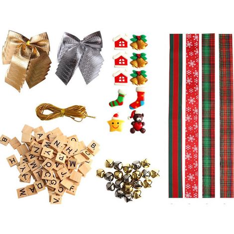 Ornement DIY de Noël, boîte cadeau, ruban, lettres, cloches et chaussettes, étiquette nom (1/5)