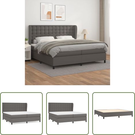 vidaXL Matratze - Boxspringbett mit Matratze Grau 200x200 cm Kunstleder (1/5)