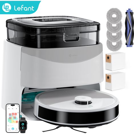 Lefant M3L Aspirateur robot Laveur 15000 Pa, Station Multifonctionnelle, Double Serpillière Rotative, Navigation dToF, Évitement d'obstacles PSD, Nettoyage Personnalisé, 220 min, 5G/2.4G