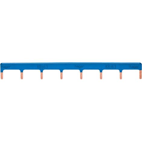 Barre de pontage 1 Pôle 63A languette 10mm² bleu 11 Modules HAGER KB963N