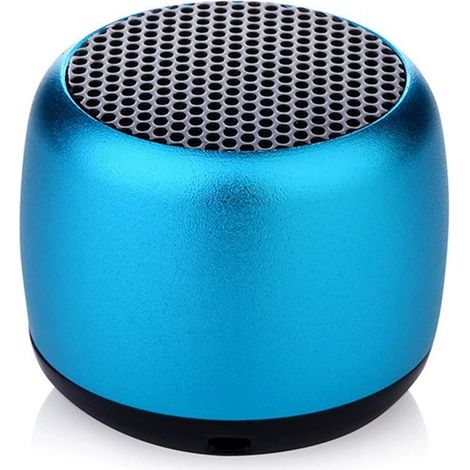 Mini altoparlante Bluetooth portatile, con bassi profondi ed effetto stereo, colore blu. (1/5)