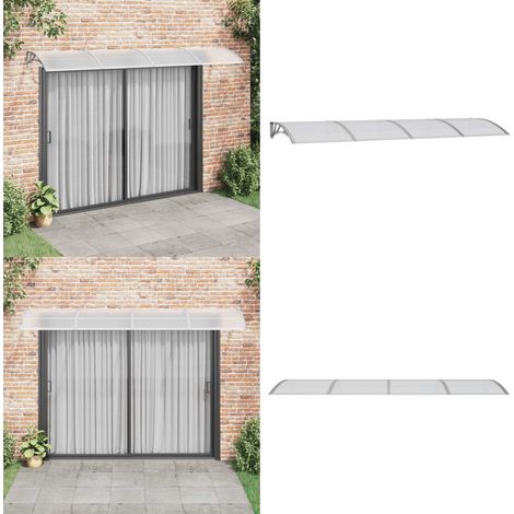 Auvent de porte Gris 350x100 cm Polycarbonate - Auvent De Porte - Abri De Porte - Protection Contre La Pluie - Store Extérieur - Protection Solaire - Home & Living (1/5)