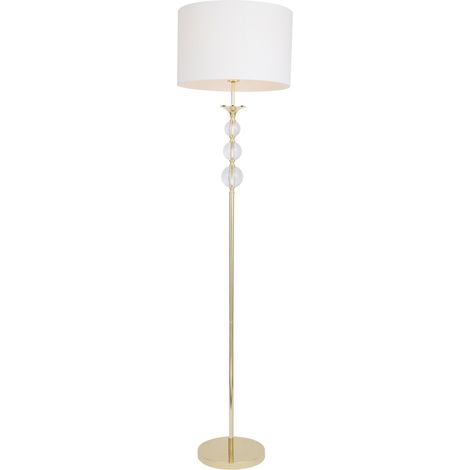 Zumaline REA Lampada da terra con paralume, oro, bianco, 1x E27