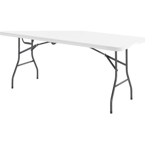 Table pliante, en métal et plastique, blanc, pour camping et plein air, table de pique, table de camping pliante, style moderne