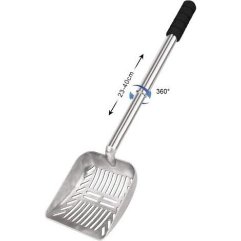 Paletta per lettiera per gatti in metallo, set di paletta per lettiera, paletta con manico lungo e set di spazzola in plastica, adatta per la pulizia della lettiera del gatto.