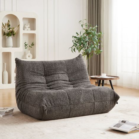 Canapé 2 places togo velours fauteuil lounge sans bras pouf mousse mémoire assise sol salon (1/5)