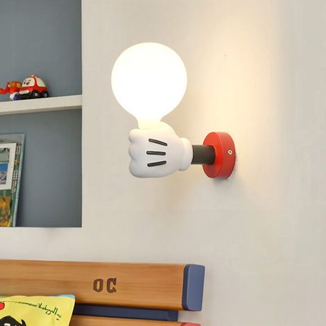 Appliques murales, Lampe de chevet, Veilleuse Mickey Cartoon, Lampe de lecture murale en résine avec ampoule, Lumière chaude 3000K (1/5)