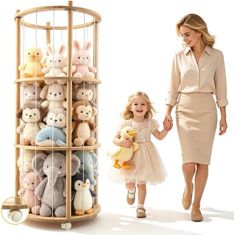 Rangement Peluches En Bois,Roues 360°,Grande Capacité 137 X 51 X 51 cm (1/5)