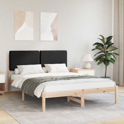 vidaXL Cadre de lit avec tête de lit rembourrée Noir 160 x 200 cm
