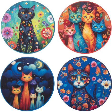 Set di 4 sottobicchieri a forma di gatto, originali e decorativi, ideali come regalo per gli amanti dei gatti e per l'arredamento della casa