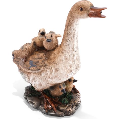 esotec Wasserspeier Gans mit Küken Einzelfigur mit Schlauch Polyresin 100750 (1/5)