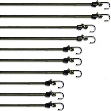 Cuerda elástica con ganchos，paquete de 12 unidades，etc. 30 cm (12 pulgadas)  4 + 45 cm (18 pulgadas)  4 + 100 cm (40 pulgadas)  4