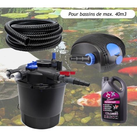 Kit Filtration Pression UV 36W, Pompe, + Bactéries 2500 ml Tuyau Pour Bassins De 40000 L (1/5)