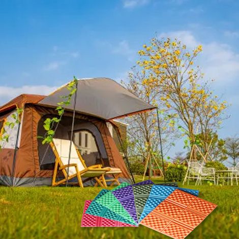 Tapis de sol violet pliable pour randonnée, coussin isolant léger 39x28.5cm pour camping et pique-nique (1/5)