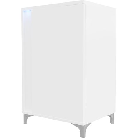 Aparador Livseri 100, Blanco + Blanco brillante, 88x52cm, Número de puertas: 140cm, Aglomerado laminado, LED (1/3)