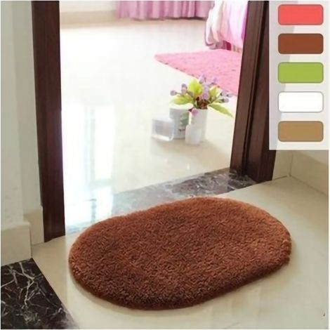 Tapis de sol ovale antidérapant pour salle de bain et cuisine, moelleux et absorbant, 40x60 cm, idéal pour chambre et entrée. (1/5)