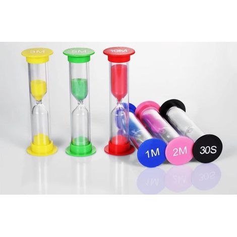 Set de 6 sabliers - 30 s, 1, 2, 3, 5 et 10 min - Pour jeux, yoga, douche et brossage des dents - Minuteur visuel (1/5)