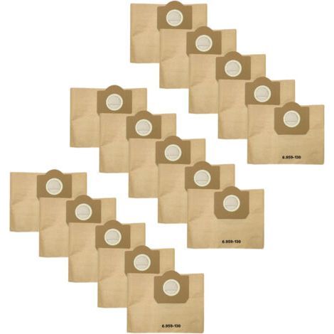 Sacs WD3 pour Aspirateur 6.959-130.0, lot de 15 Sacs d'aspirateur Premium Filtres en Papier Sacs Filtrants pour Krcher MV3 WD3P-Karteo (1/5)
