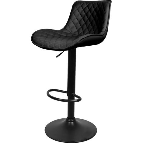 Tabouret de bar, hauteur réglable, design moderne, noir (1/2)