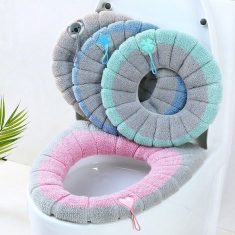 pieces Toilet Seat Cushion Toilet Seat Cushion Fabric Toilet Seat Warm Toilet Seat Stretch Toilet Seat Washable Universal Toilet Seat Cover LOY (1/4)