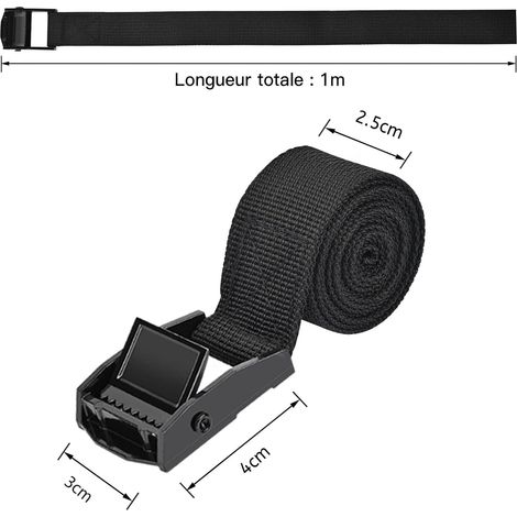 Lot de 6 - Sangle À Griffe d'Arrimage De Fixation Avec Boucle 2.5 cm X 1 m - Maximale 250 kg Sangle À Cliquet (1/5)