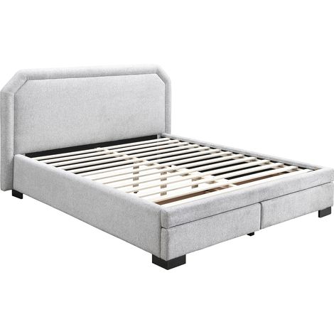 Letto con cassetti 180 x 200 cm - Tessuto - Grigio chiaro - INASTO (1/5)