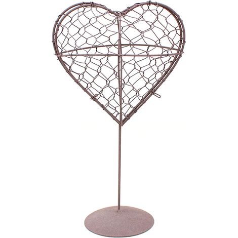 Pot de fleurs en fer forgé forme cœur avec socle, idéal pour le jardinage (1/5)