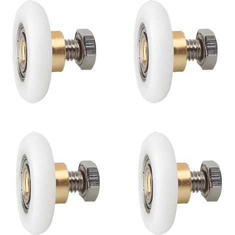 Set of 4 Sliding Shower Door Rollers Diameter 25 mm Replacement Wheels Nylon Wheels + Copper Shaft Soft Silent Bathroom Glass Door 4-6mm