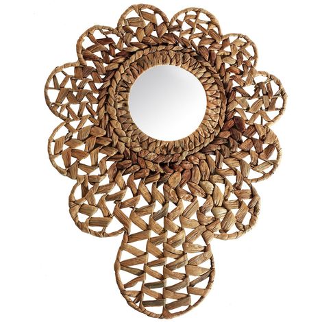 Miroir Boho Chic Naturel en Paja - Teinte naturelle de bois tressé beige et marron (1/2)