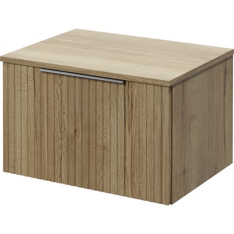 Helix 460 Fluted Autumn Oak 600mm Wall Mounted 1 Drawer Vanity Unit for Countertop Basins