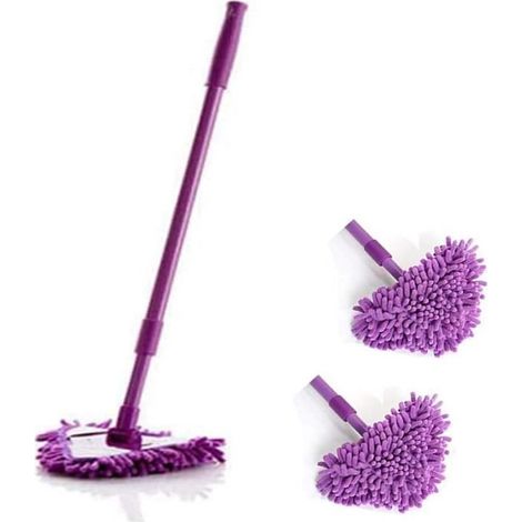 Balai À Franges, Brosse À Épousseter Brosse À Fenêtre À Manche Télescopique Brosse À Plancher (Violet) (1/3)
