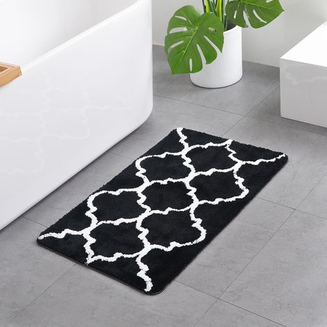 Tappetino da bagno monopezzo in microfibra antibatterica e antiscivolo, lavabile in lavatrice, per cucina e camera da letto, nero, 45 x 65 cm / 18 x 26 pollici (1/5)