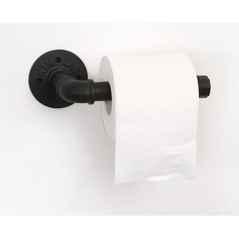 Mattschwarzer Toilettenpapierhalter, Vintage-Industrie-Wandhalterung aus Metall für Badezimmer, Küche, Schlafzimmer, rostfrei.