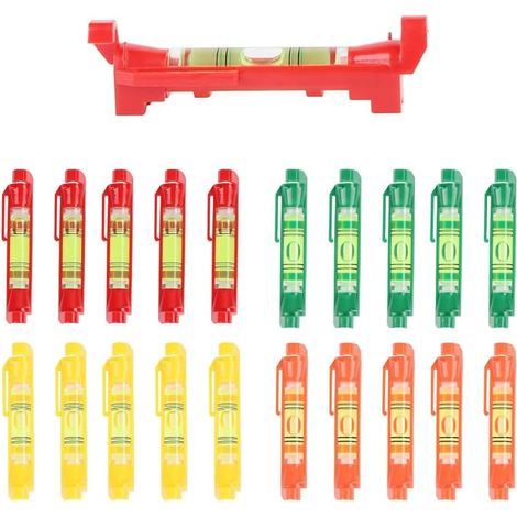 Mini niveau de bulle 20 pièces de différentes couleurs 75 mm petit niveau de bulle pour la prise électrique, adapté aux planchers horizontaux et mesures de l'industrie de la construction (1/5)